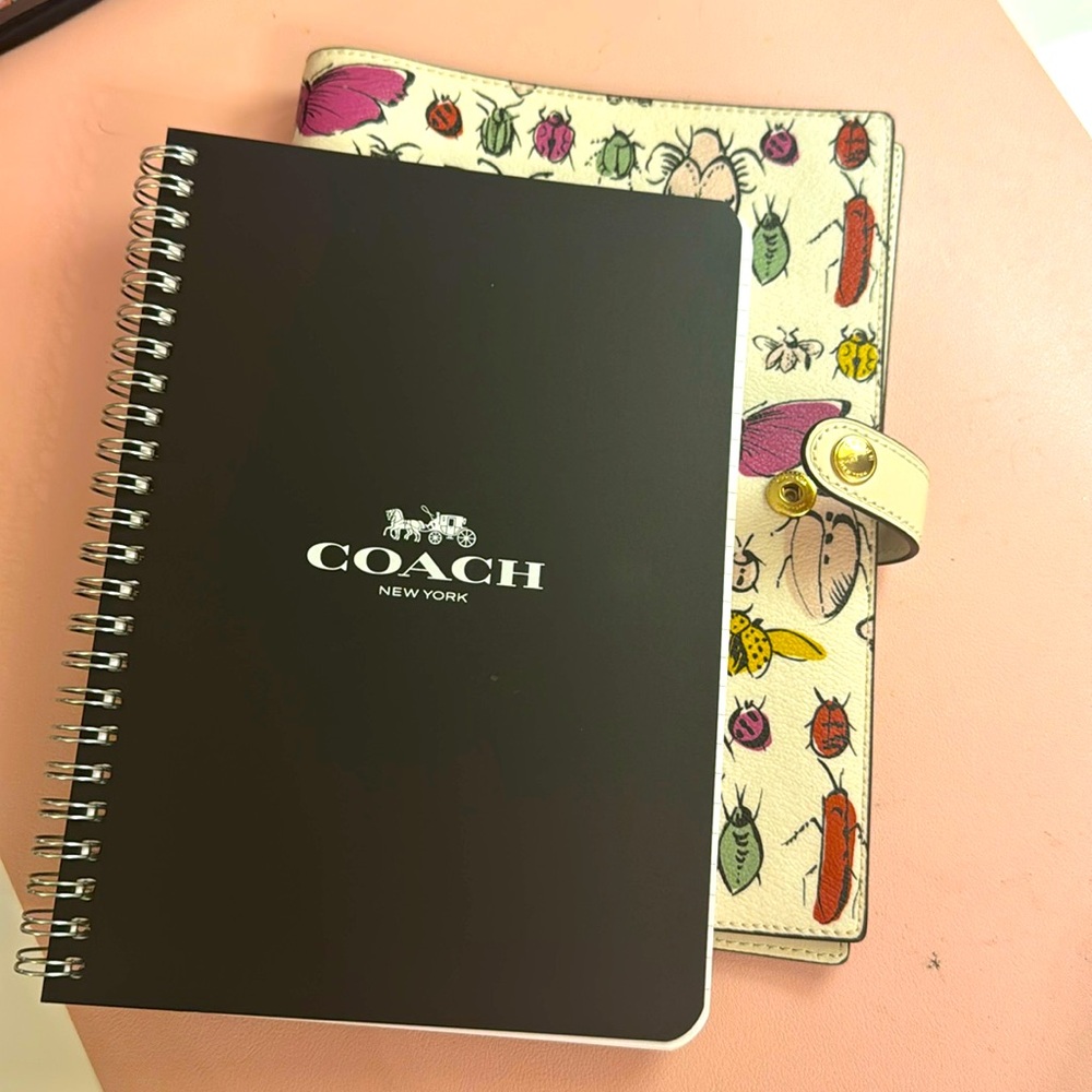Coach Leather Cover & Notebook!  Like New!  Rare Print!